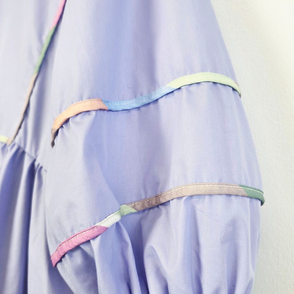 Entro Lavender Babydoll Mini Dress Pastel Trim Keyhole Tie Sz S Coquette Kawaii - Picture 7 of 11